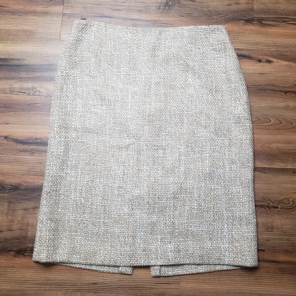 Tahari Brown Wool Blend Career Skirt